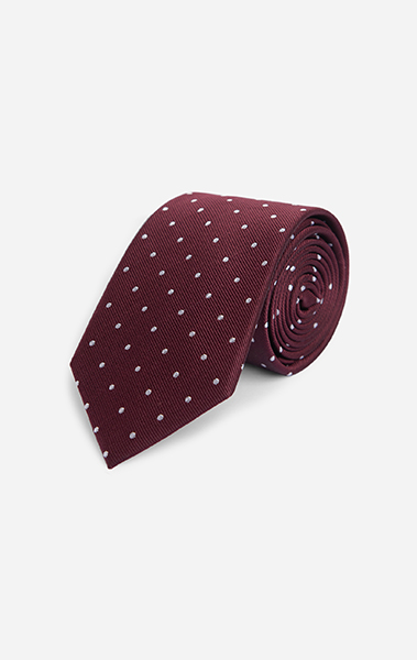 Burgundy Twill Polkadot Tie